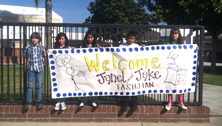 Students welcome Janet and Jake Tashjian